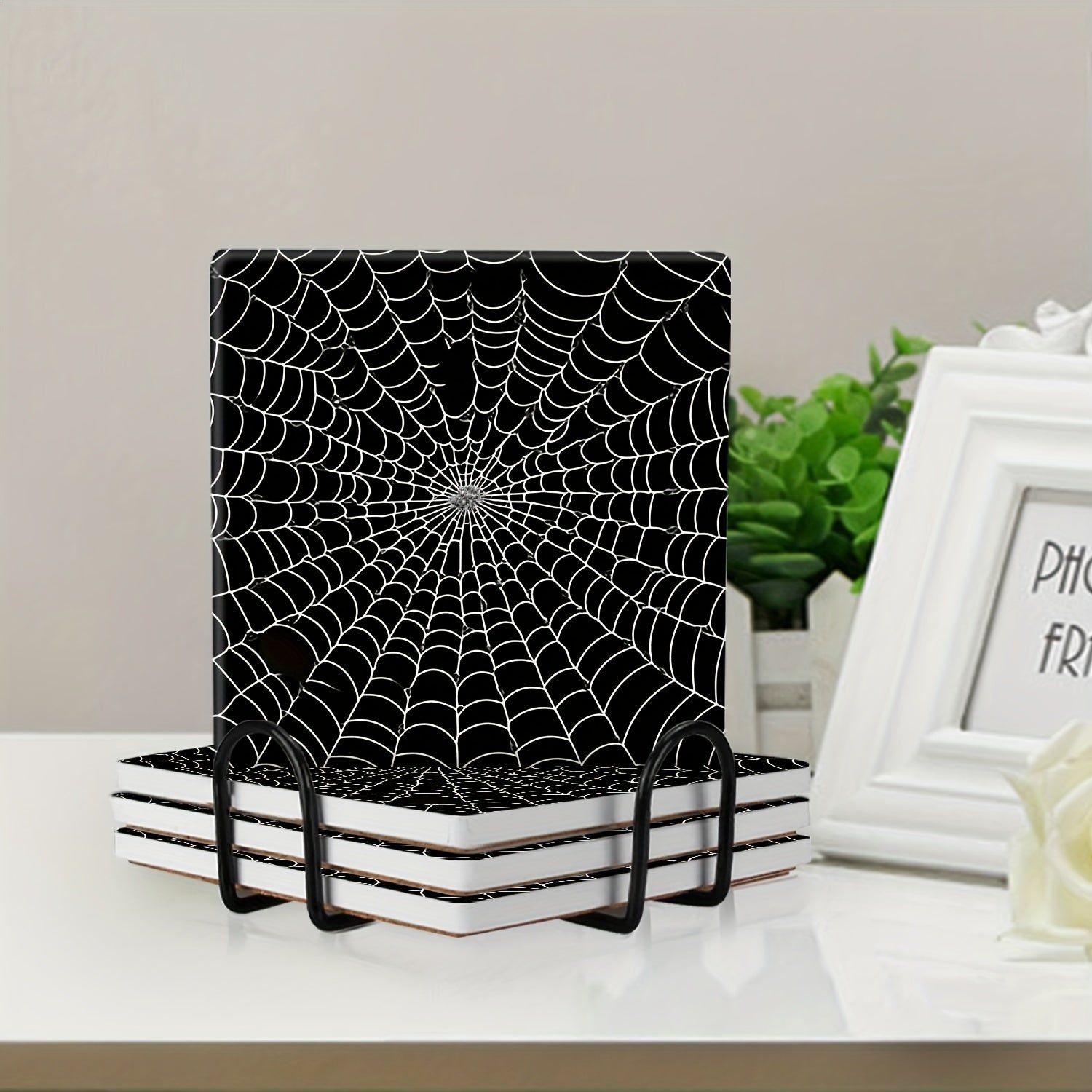4-Piece Ceramic Spider Web Trivets