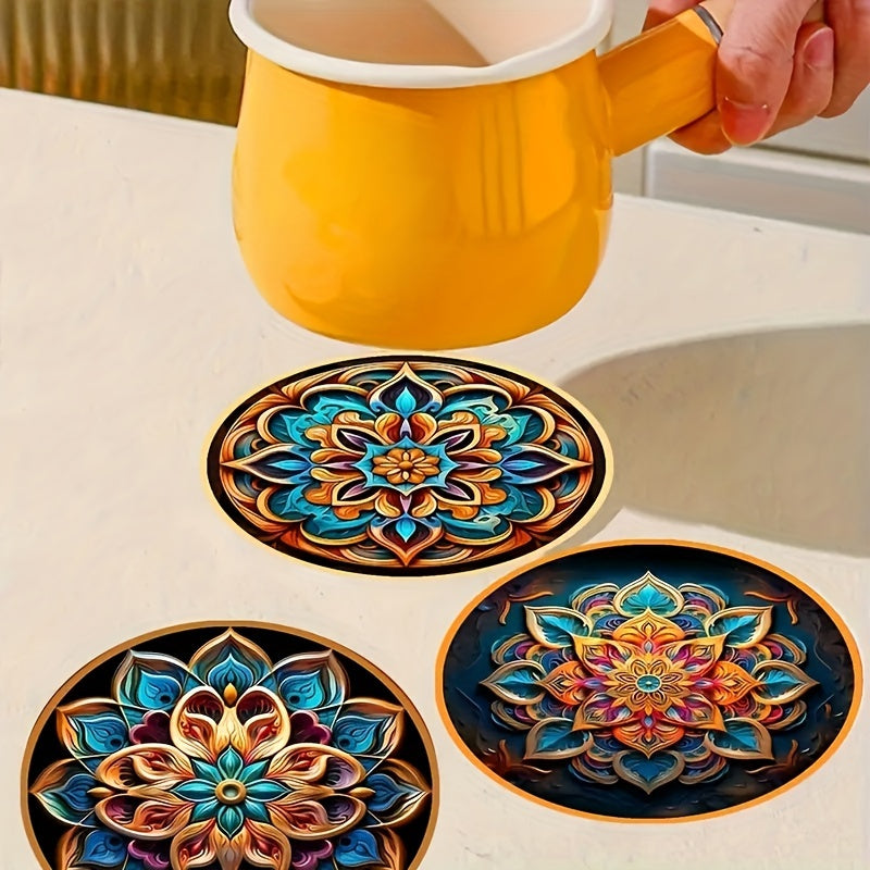 8pcs Floral Wooden Coasters