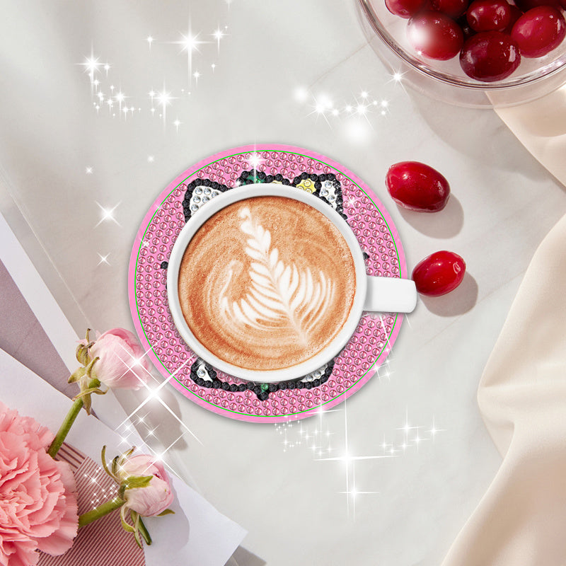 8pcs Cute Hello Kitty Diamond Painting Coasters