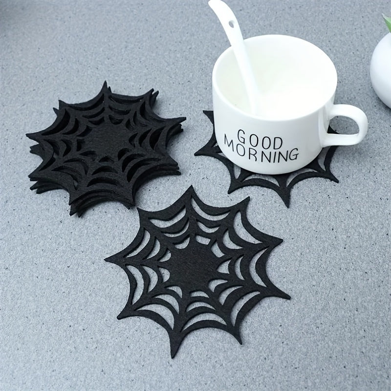 Silicone Spider Web Coasters - Set of 6, Durable Halloween Placemats