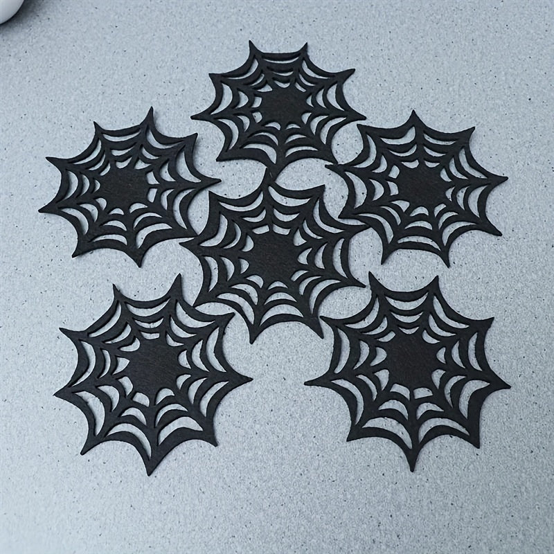 Silicone Spider Web Coasters - Set of 6, Durable Halloween Placemats