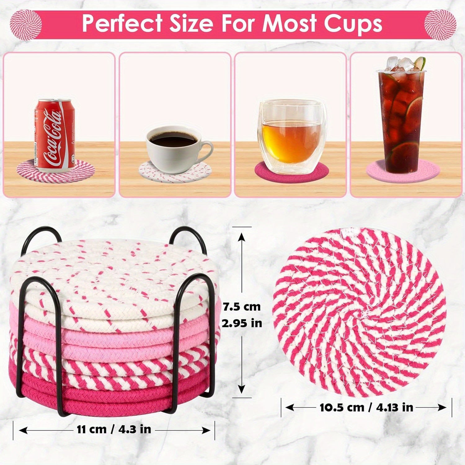 8Pcs Cotton Coasters with Holder
