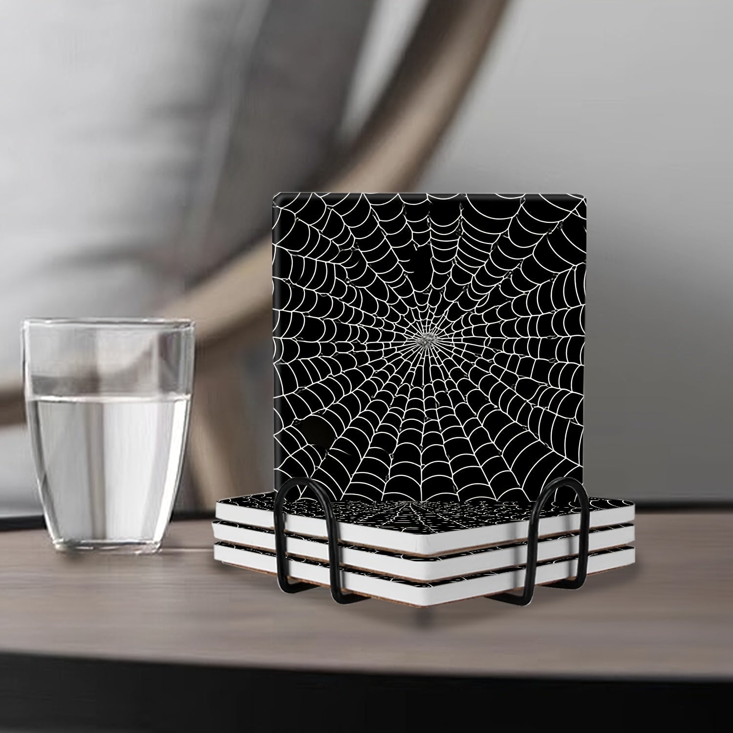 4-Piece Ceramic Spider Web Trivets