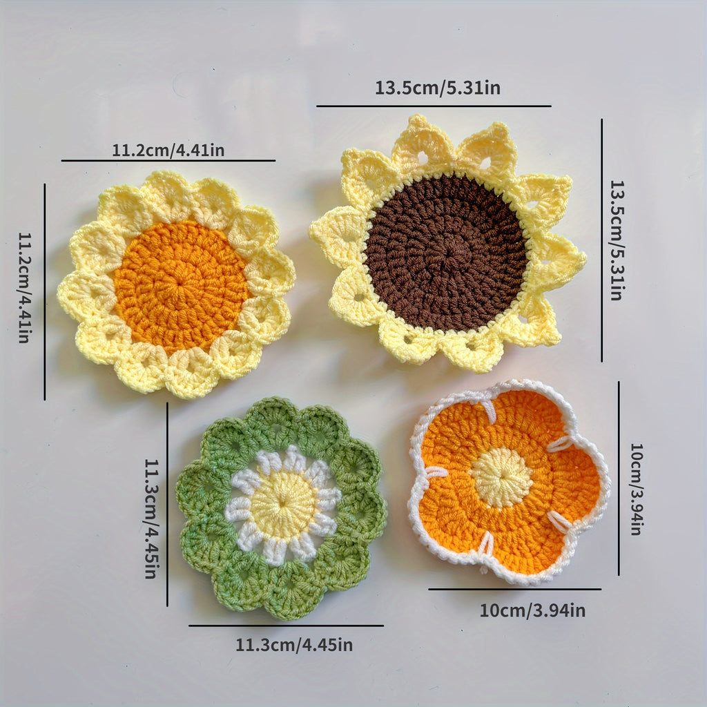 4pcs sunflower coaster exquisite pattern coasters