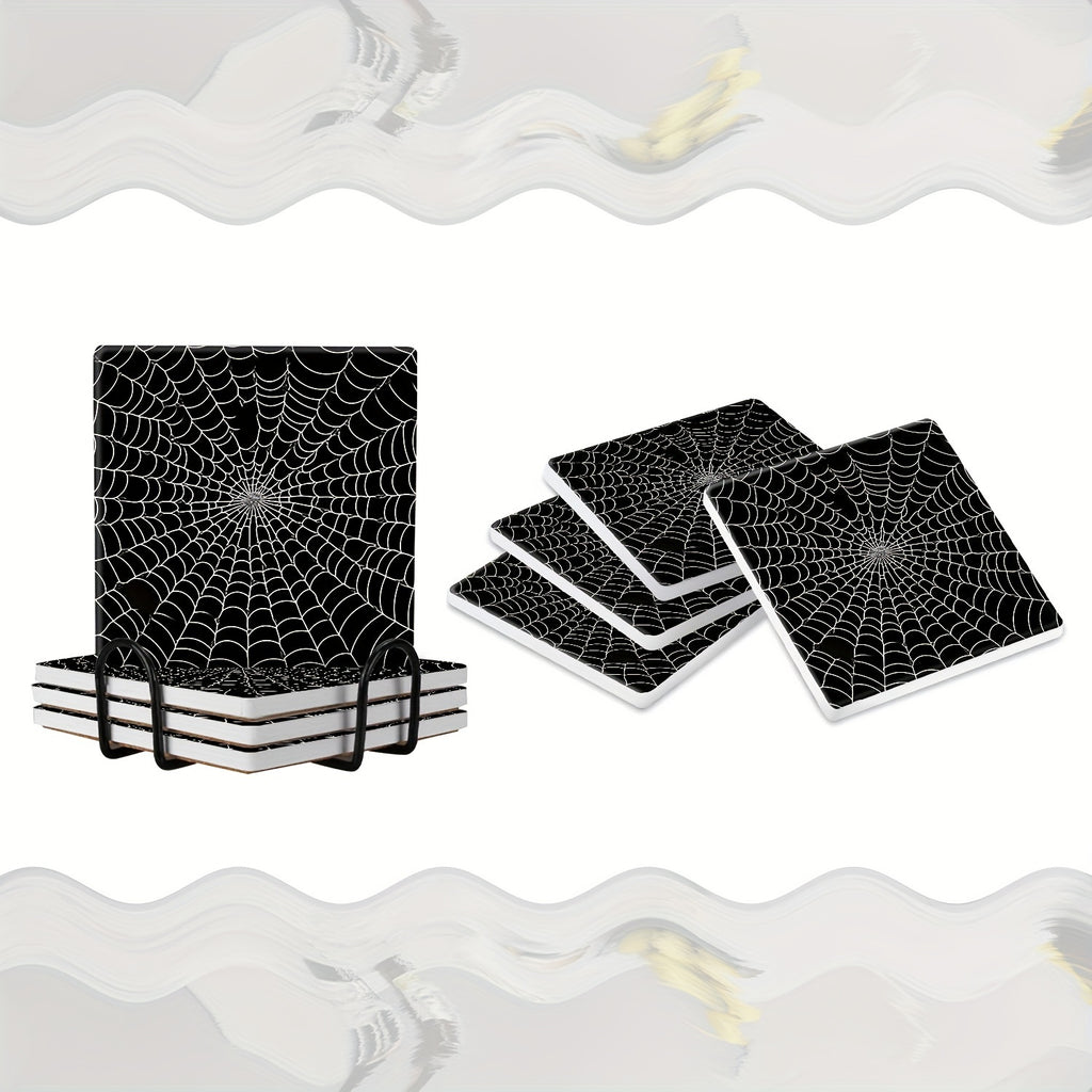 4-Piece Ceramic Spider Web Trivets
