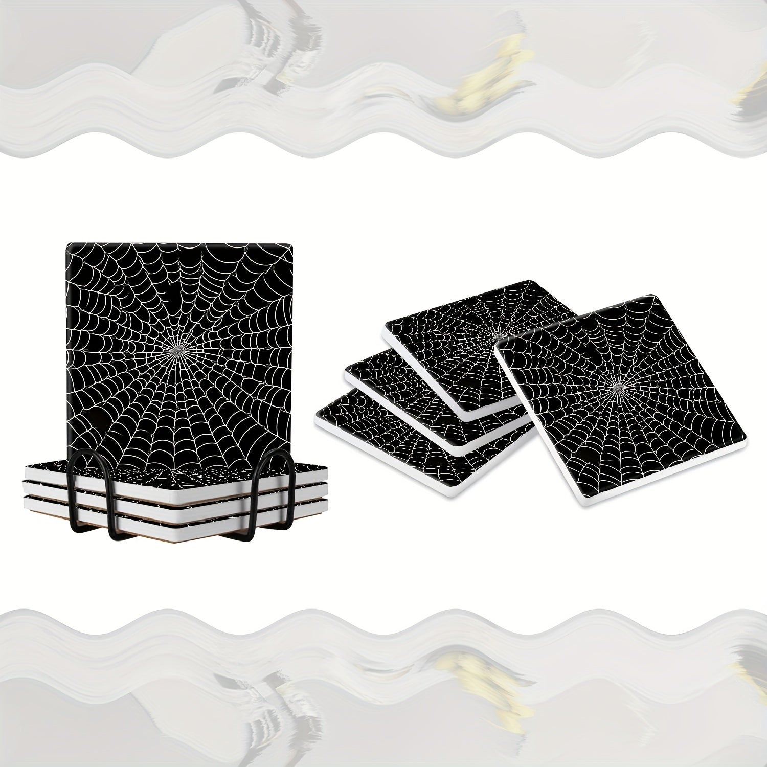 4-Piece Ceramic Spider Web Trivets