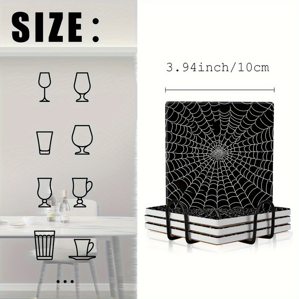 4-Piece Ceramic Spider Web Trivets