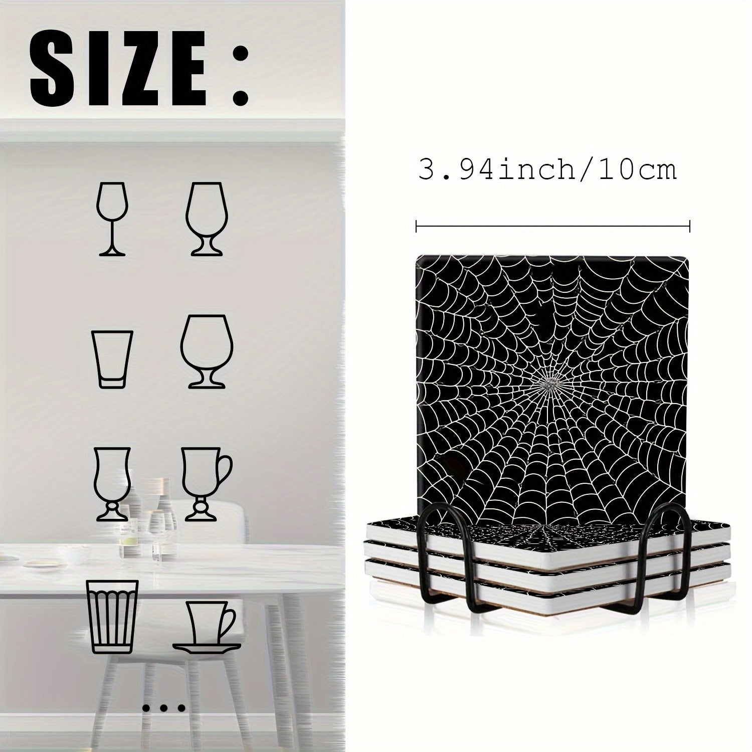4-Piece Ceramic Spider Web Trivets