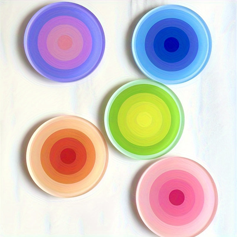 5-Piece Set of Vibrant Gradient Acrylic Coasters