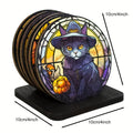 Halloween Cat Coaster Set