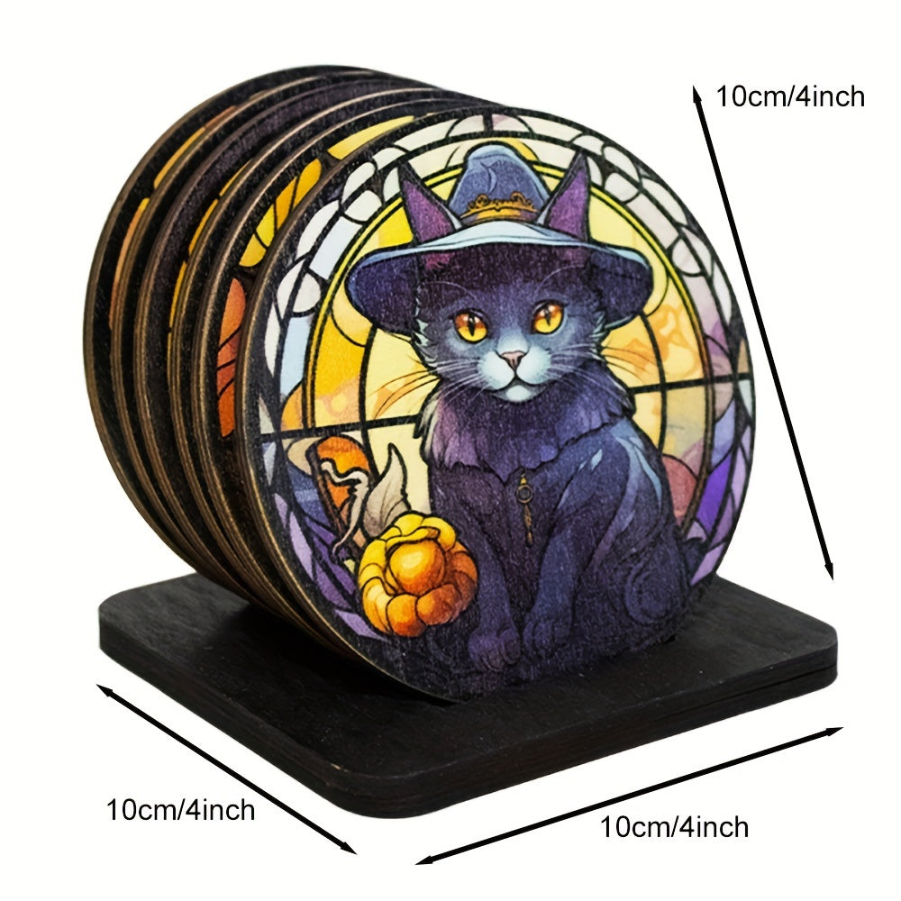 Halloween Cat Coaster Set