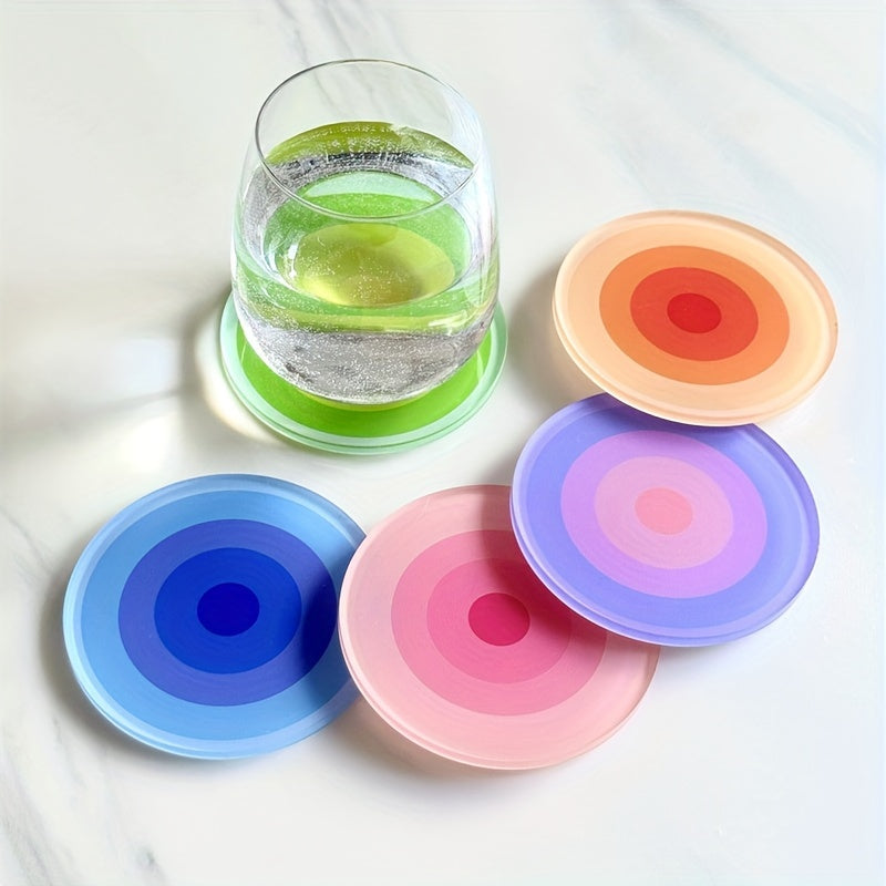 5-Piece Set of Vibrant Gradient Acrylic Coasters