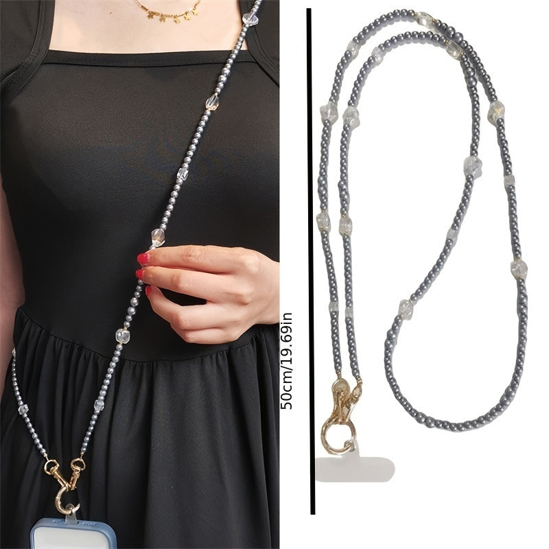 Stylish Beaded Phone Lanyard Crossbody Long Chain Necklace Strap