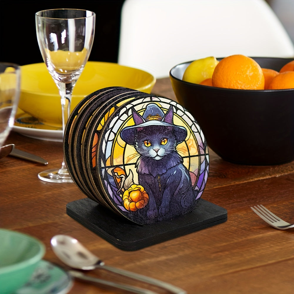 Halloween Cat Coaster Set