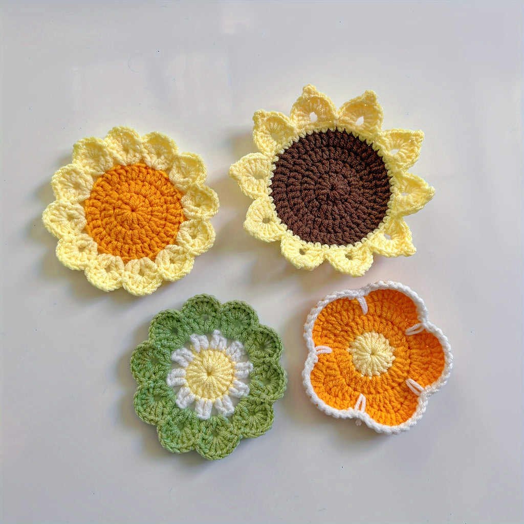 4pcs sunflower coaster exquisite pattern coasters