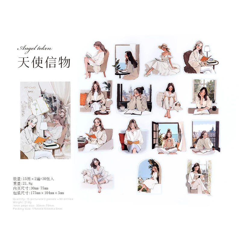 Reading Girl Stickers