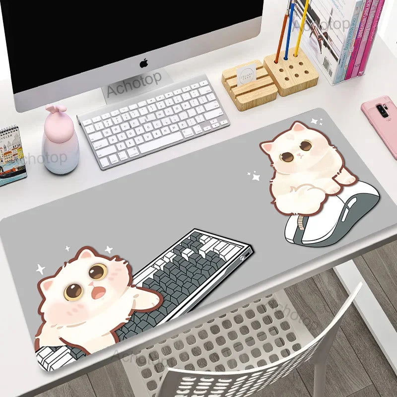 Laptop Mousepad Cute Kawaii Anime Cats Deskmat Extended Gaming Desk Mat High Quality Pink Anime Mouse Pad Gamer Keyboard