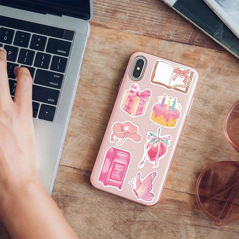 50pcs Cartoon Pretty Pink Stickers