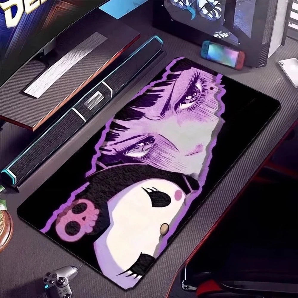 Computer Accessories Kuromi Table Mat Purple Office Leather Mousepad Company Keyboard Pad  Anime Game Mats Pc Gamer Girl Desk