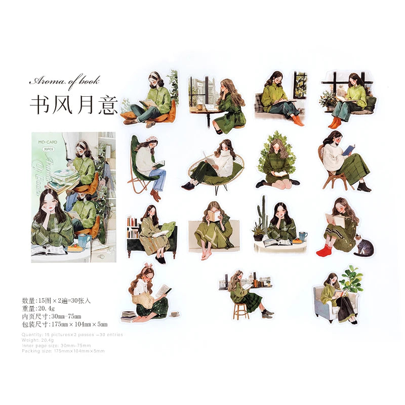 Reading Girl Stickers