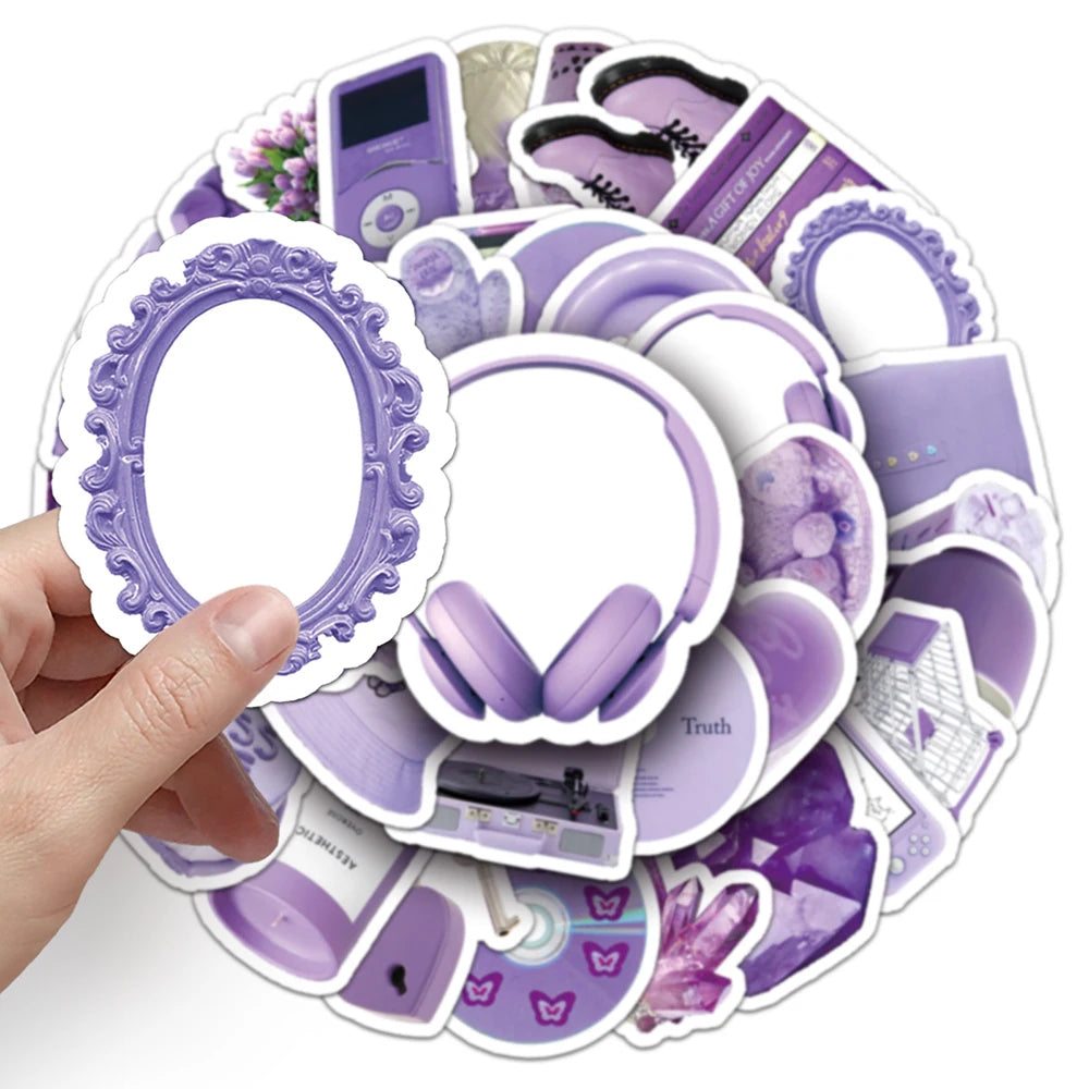 10/30/50pcs Cute Cartoon Purple Stickers