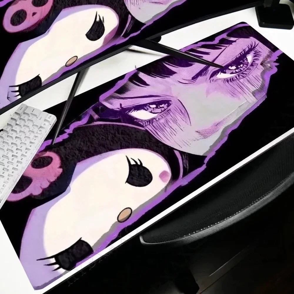Computer Accessories Kuromi Table Mat Purple Office Leather Mousepad Company Keyboard Pad  Anime Game Mats Pc Gamer Girl Desk