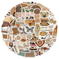 50PCS Brown Aesthetic Decorative Cartoon Stickers