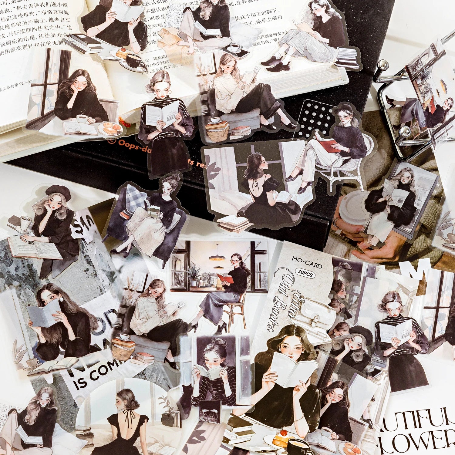 Reading Girl Stickers