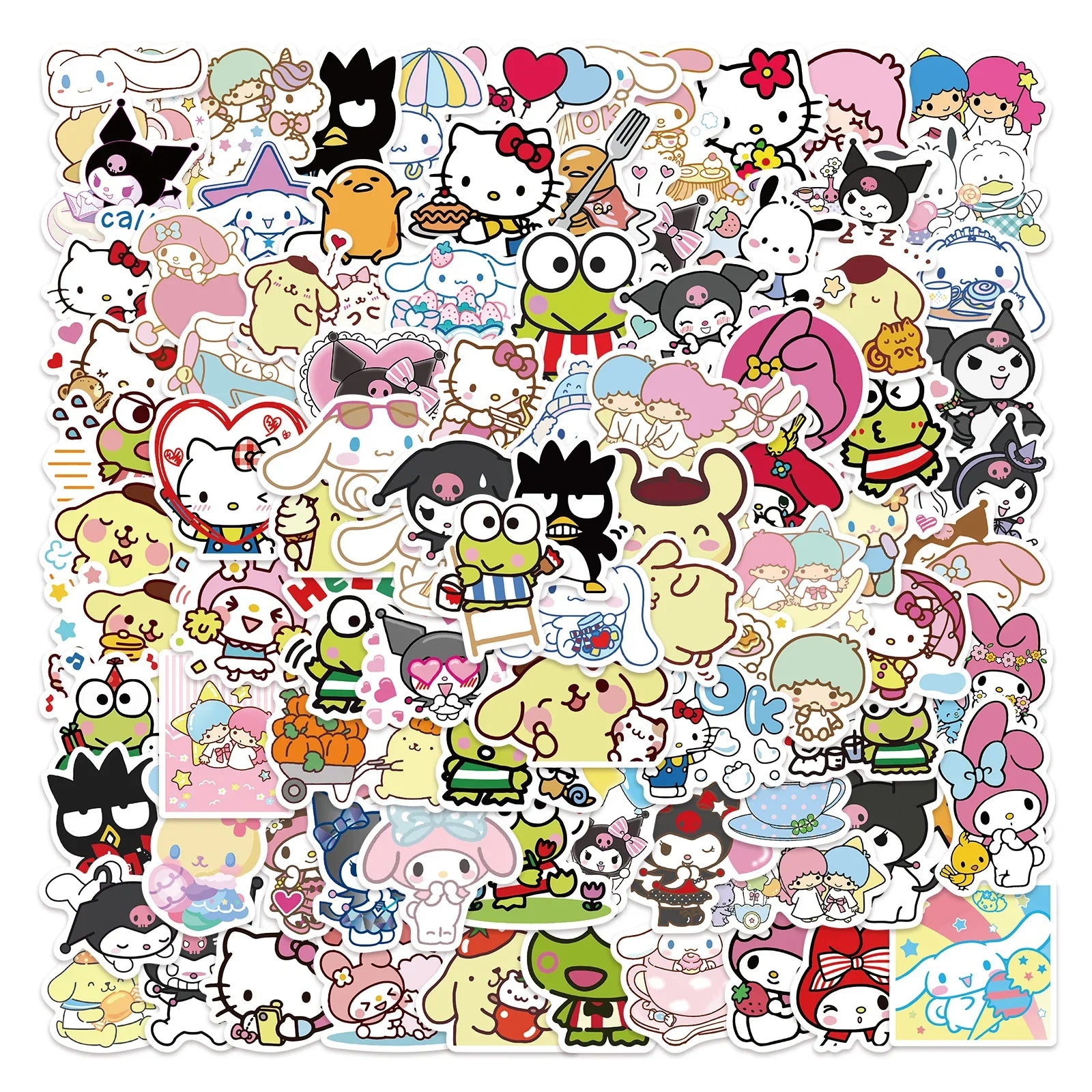 50/100pcs Kawaii My Melody Kuromi Hello Kitty Stickers