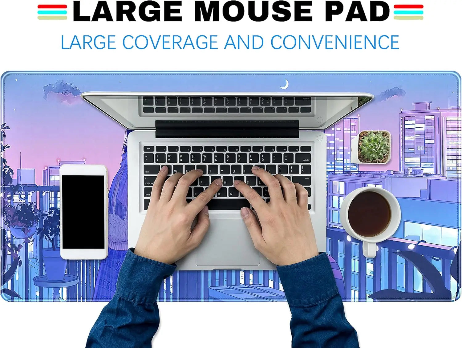 Anime Kawaii Desk Mat Mousepad XXL Large Gaming Mouse Pad Tokyo Street Desk MatGamer Desktop Computer Laptop Keyboard Mouse Mat