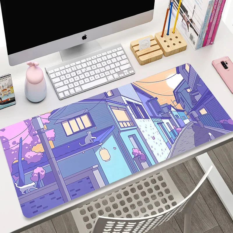 Laptop Mousepad Cute Kawaii Anime Cats Deskmat Extended Gaming Desk Mat High Quality Pink Anime Mouse Pad Gamer Keyboard