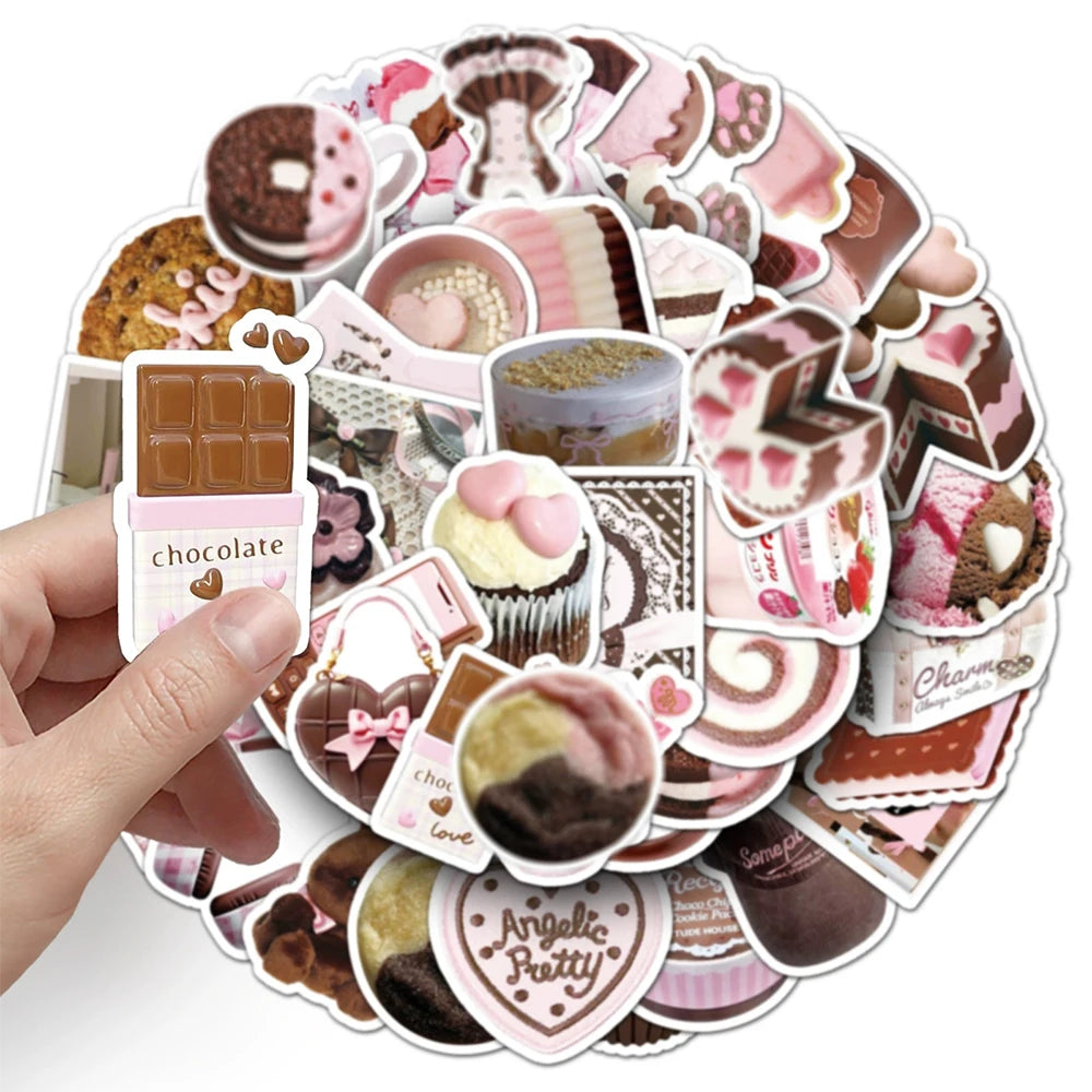 10/30/50pcs Cute Pink Brown Graffiti Stickers