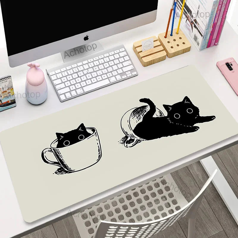 Laptop Mousepad Cute Kawaii Anime Cats Deskmat Extended Gaming Desk Mat High Quality Pink Anime Mouse Pad Gamer Keyboard