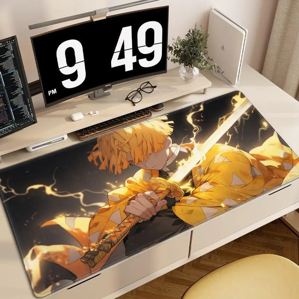 Zenitsu Agatsuma Anime Demon Slayer Mousepad Mouse Mat Desk Mat With Pad Gaming Accessories Prime Gaming XXL Keyboard Pad