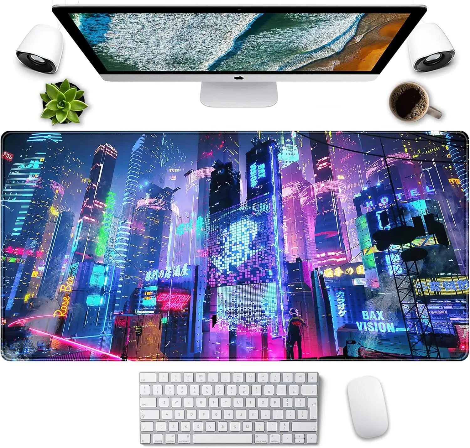 Anime Kawaii Desk Mat Mousepad XXL Large Gaming Mouse Pad Tokyo Street Desk MatGamer Desktop Computer Laptop Keyboard Mouse Mat
