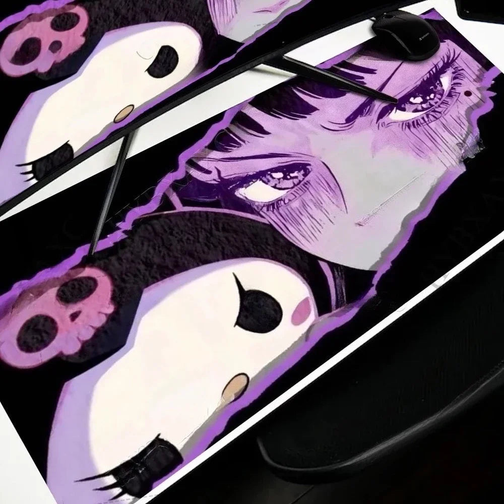 Computer Accessories Kuromi Table Mat Purple Office Leather Mousepad Company Keyboard Pad  Anime Game Mats Pc Gamer Girl Desk