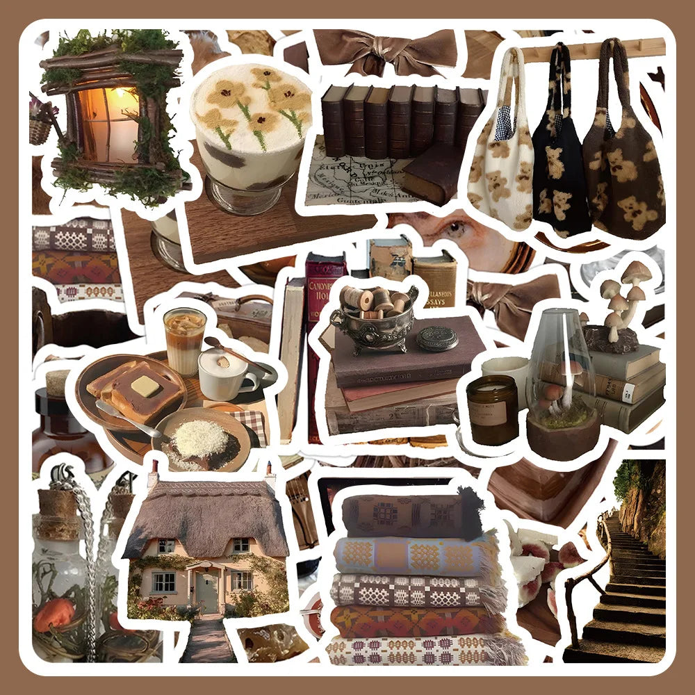 10/30/60pcs Cartoon Brown Stickers Cute Decals