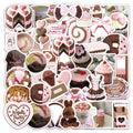 10/30/50pcs Cute Pink Brown Graffiti Stickers