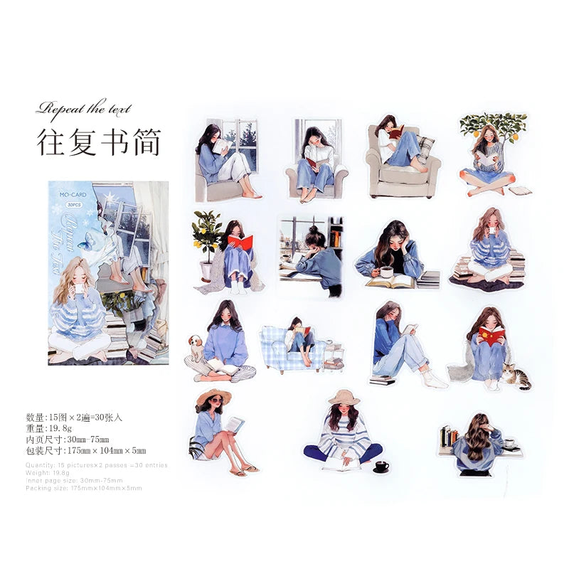 Reading Girl Stickers