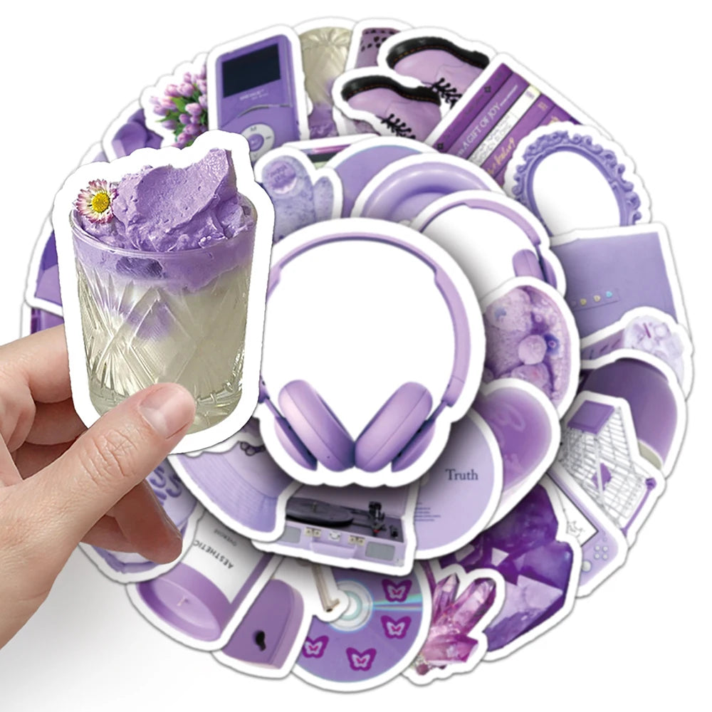 10/30/50pcs Cute Cartoon Purple Stickers