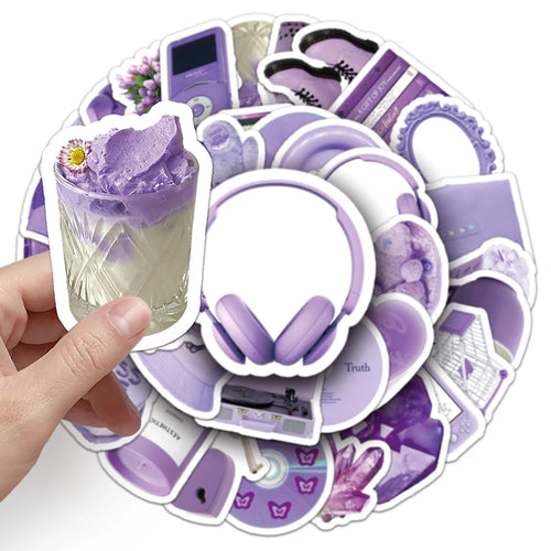 10/30/50pcs Cute Cartoon Purple Stickers