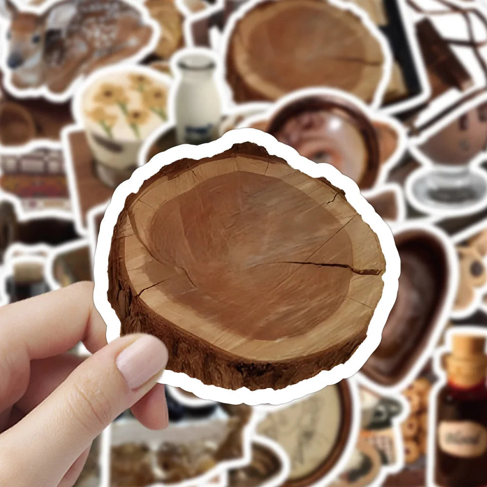 10/30/60pcs Cartoon Brown Stickers Cute Decals