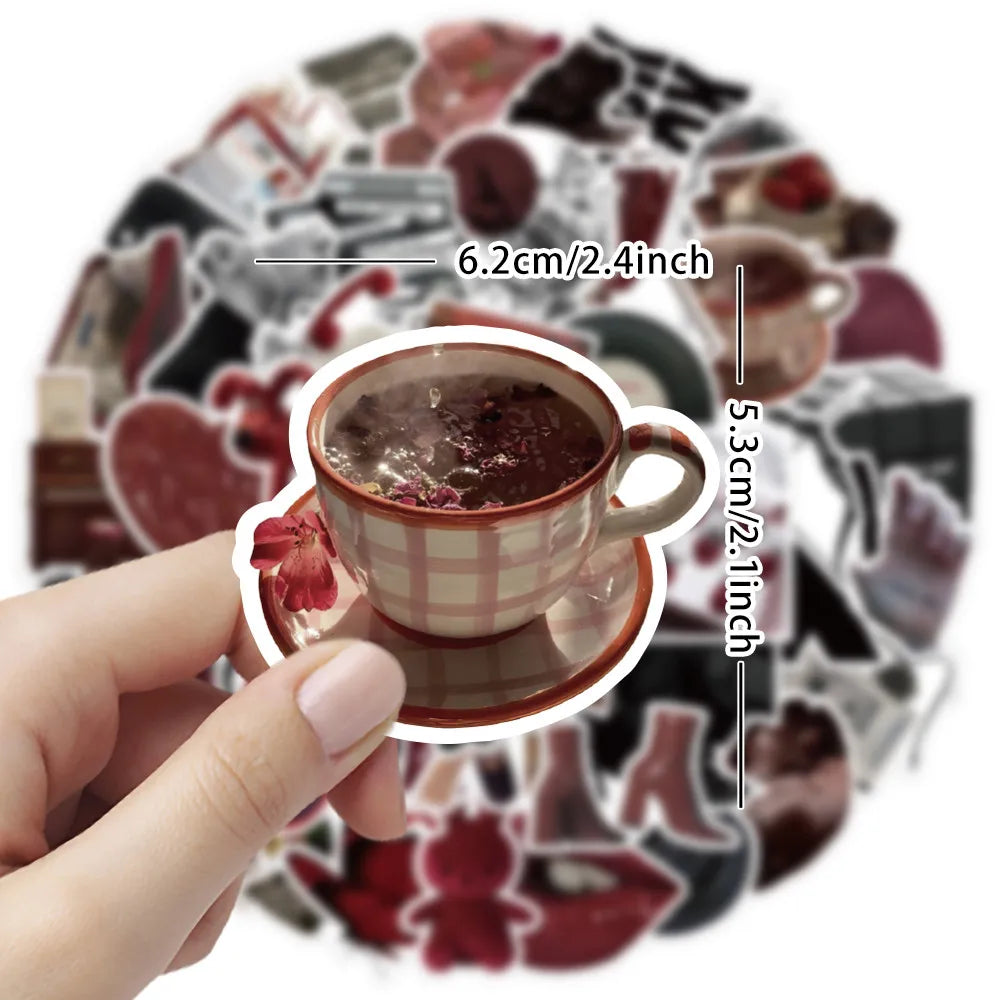 50 Pieces Red & Black Themed Stickers