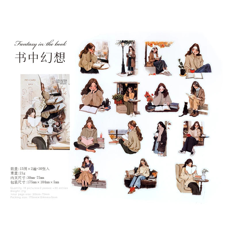 Reading Girl Stickers