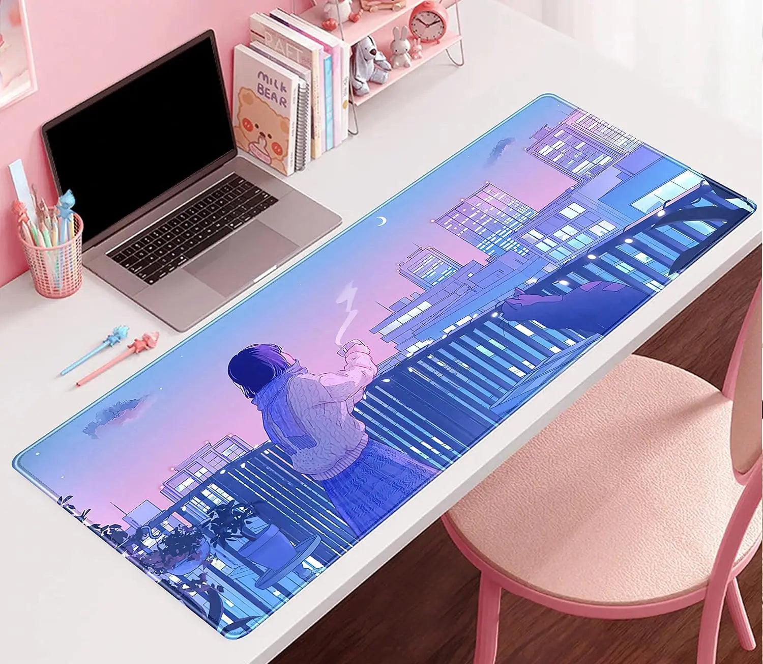 Anime Kawaii Desk Mat Mousepad XXL Large Gaming Mouse Pad Tokyo Street Desk MatGamer Desktop Computer Laptop Keyboard Mouse Mat