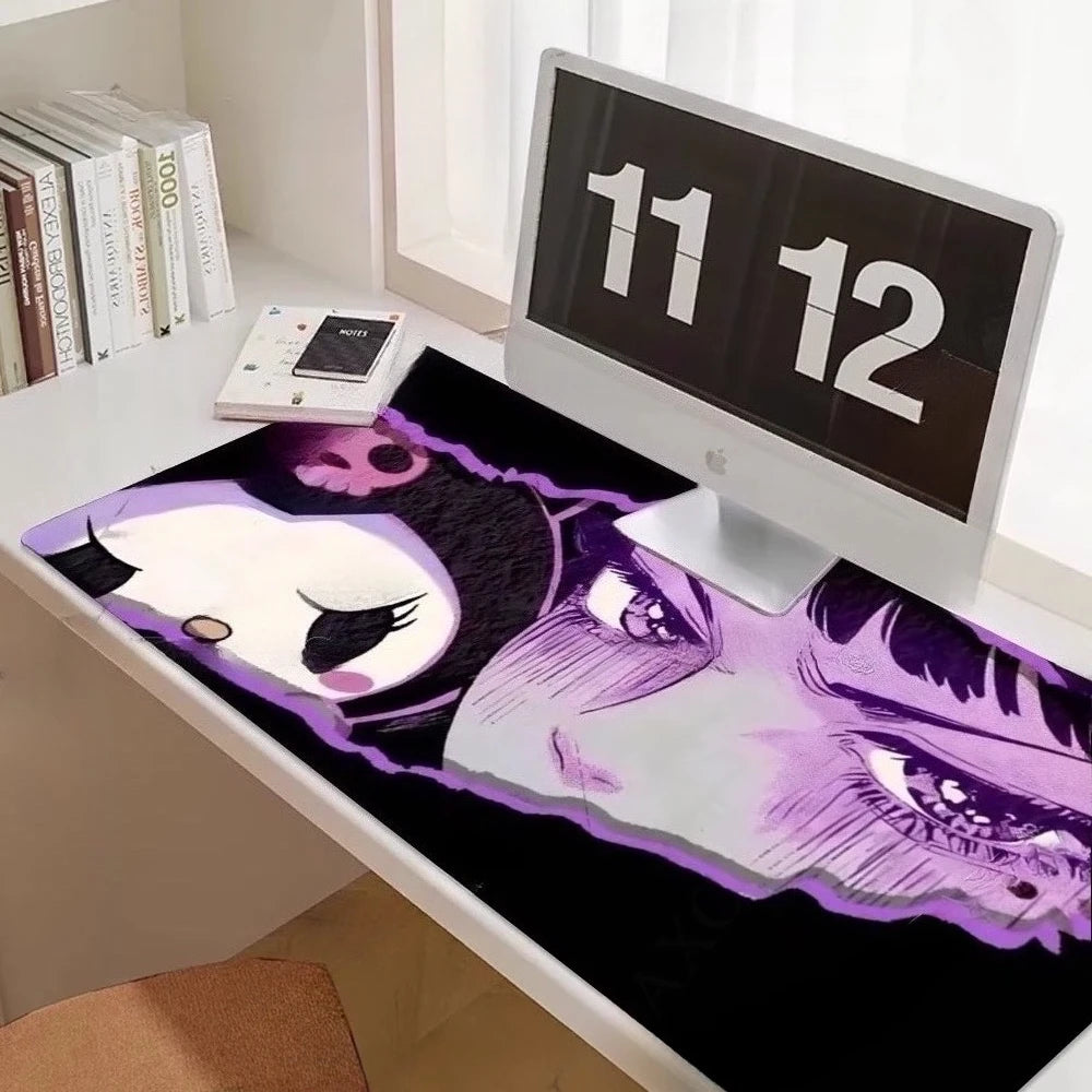 Computer Accessories Kuromi Table Mat Purple Office Leather Mousepad Company Keyboard Pad  Anime Game Mats Pc Gamer Girl Desk