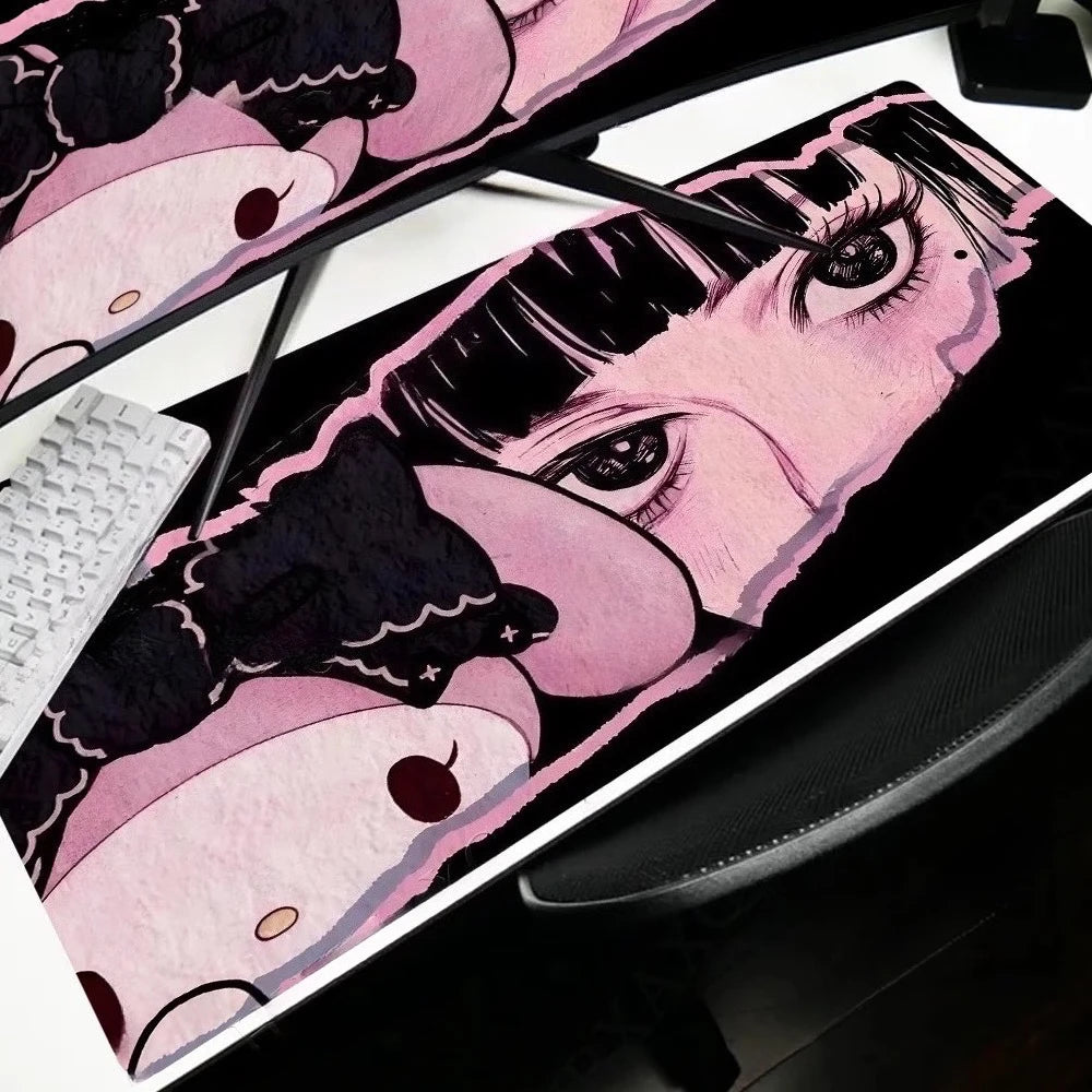 Computer Accessories Kuromi Table Mat Purple Office Leather Mousepad Company Keyboard Pad  Anime Game Mats Pc Gamer Girl Desk