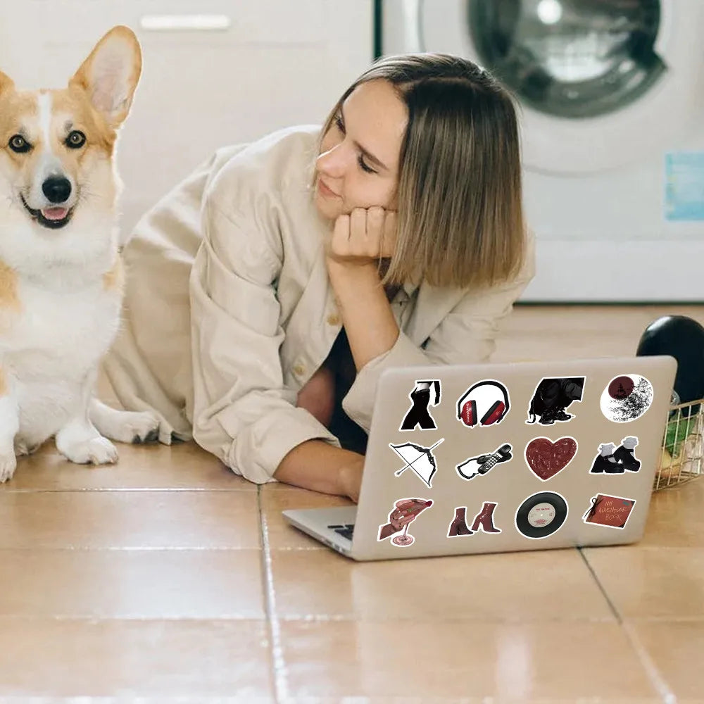 50 Pieces Red & Black Themed Stickers