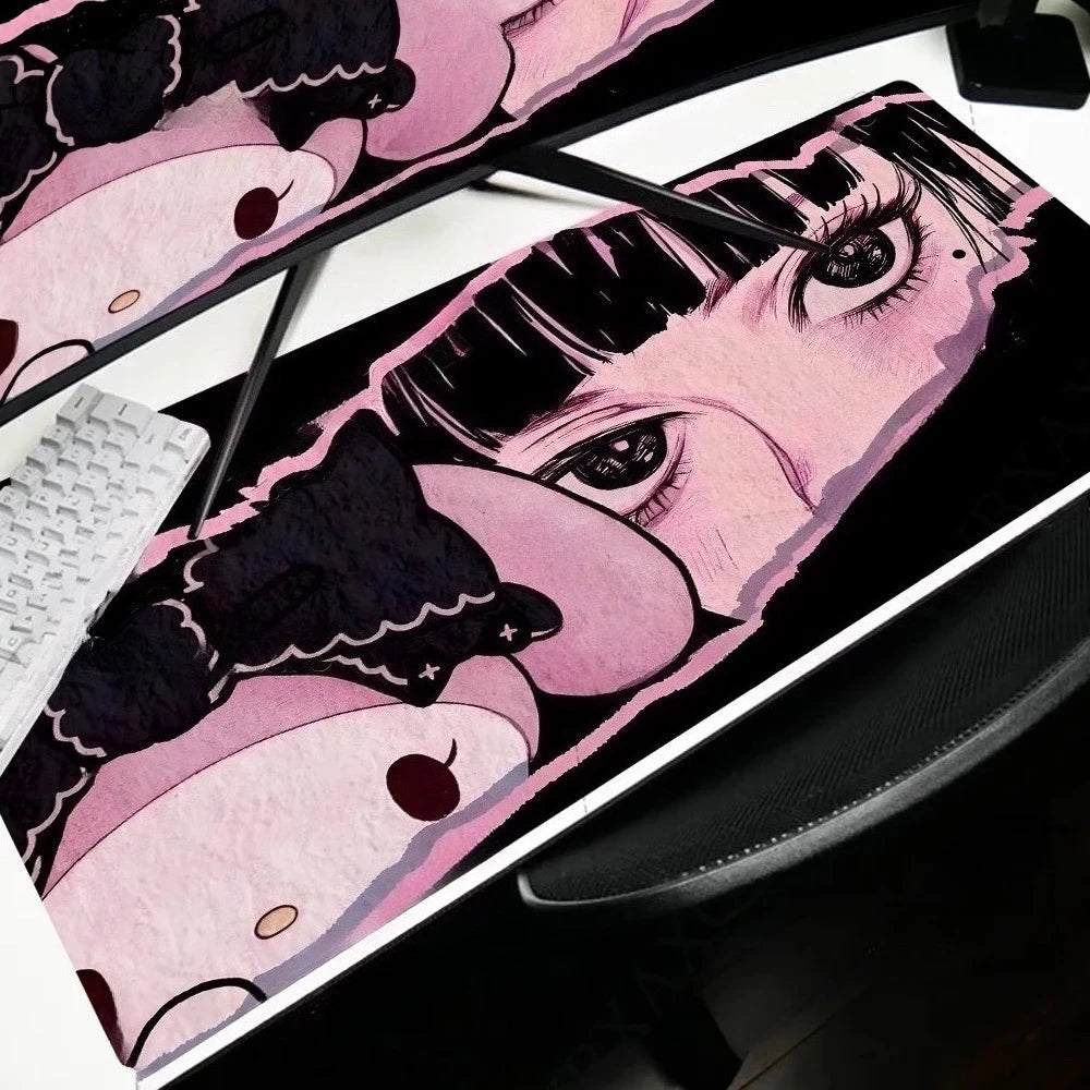Computer Accessories Kuromi Table Mat Purple Office Leather Mousepad Company Keyboard Pad  Anime Game Mats Pc Gamer Girl Desk