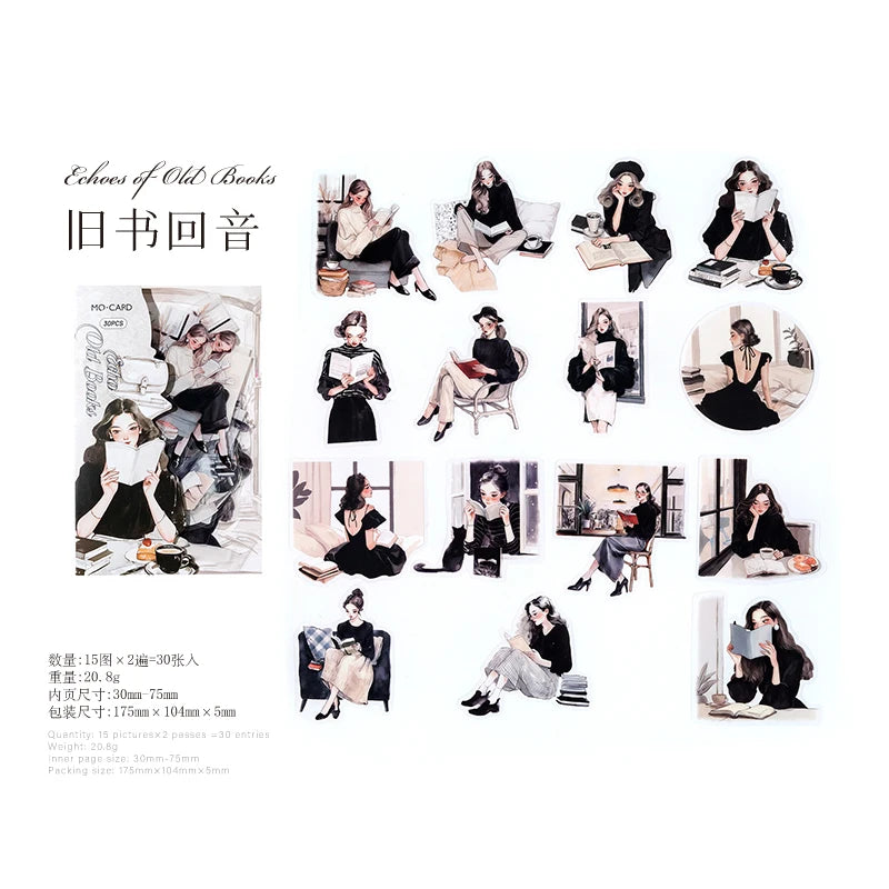 Reading Girl Stickers